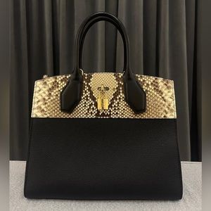 Louis Vuitton City Steamer Handbag Leather with Python MM
